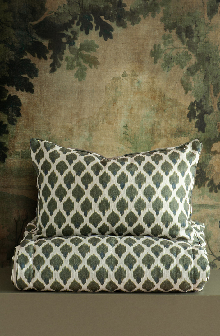 Bianca Lorenne Kasumi Verde/Teal Comforter | Luxury Linen Comforter NZ image 1